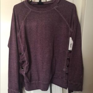 Purple tie-up sweater